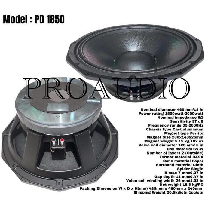 SPEAKER PRECISION DEVICES PD1850/PD 1850 (18 INCH)SPEAKER KOMPONEN LOW