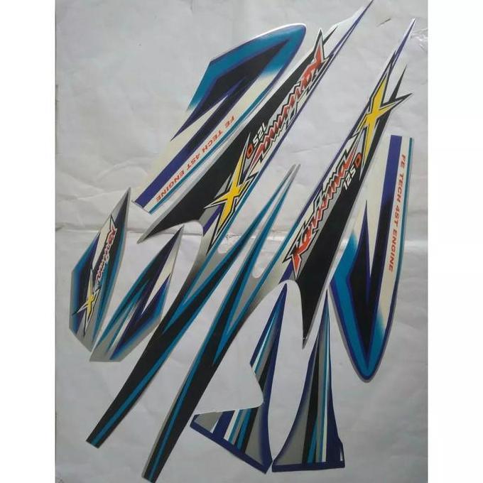 stiker striping honda karisma x 125 2005 silver biru lis body original