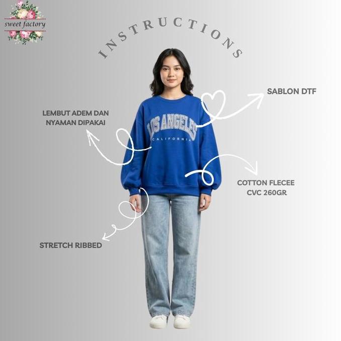 DB129 - Sweater Crewneck Wanita Oversize Premium Artikel Los Angeles