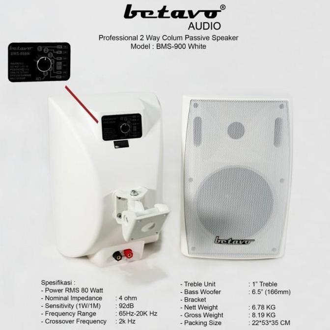 SPEAKER PASIF BETAVO 6'5 INCH COCOK BUAT DI CAFE MUSHOLLAH SEKOLAHAN - Putih