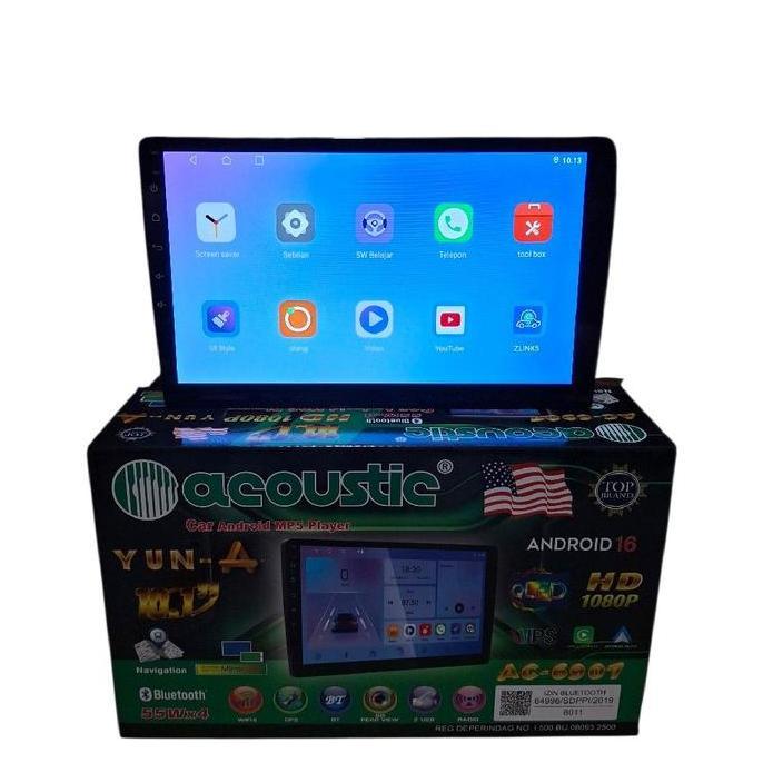 Promo Head unit android 10 inch acoustic ac-6907 ram 4+128 support android auto+carplay Diskon