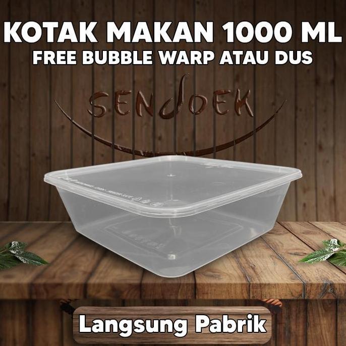 Gin- Kotak 1000Ml Square / Lunch Box/ Thinll/Food Container
