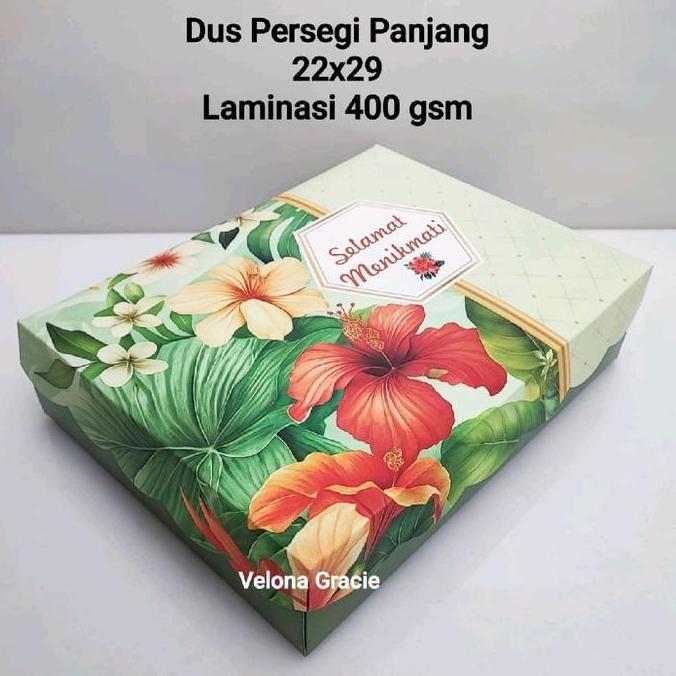 NEW Dus Nasi PREMIUM 22x29 Laminasi Persegi Panjang isi 50 pcs Motif Tropical Box Besek Tutup Sambun