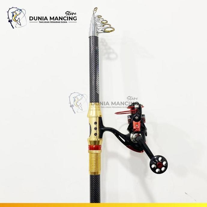 Paket 1 Set Joran Pancing Laut Antena Portable High Carbon Joran Laut Teleskopik dengan Reel Pancing