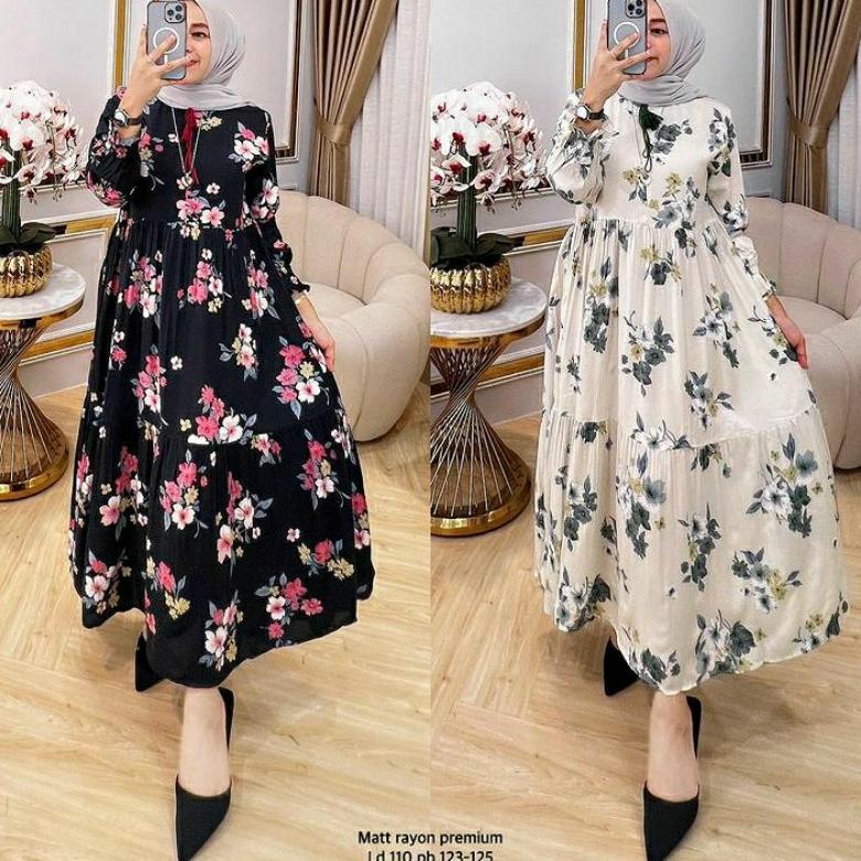TERMURAH ELLISA DRESS RAYON PREMIUM / ROYYA DRESS  / GAMIS RAYON PREMIUM / MIDI DRESS RAYON PREMIUM 