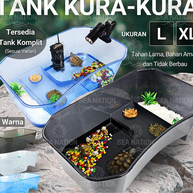 Kandang Turtle Size L Xl Tank Bak Ember Rumah Vivarium Aquarium Kura Reptile Tempat Basking Torto Ku