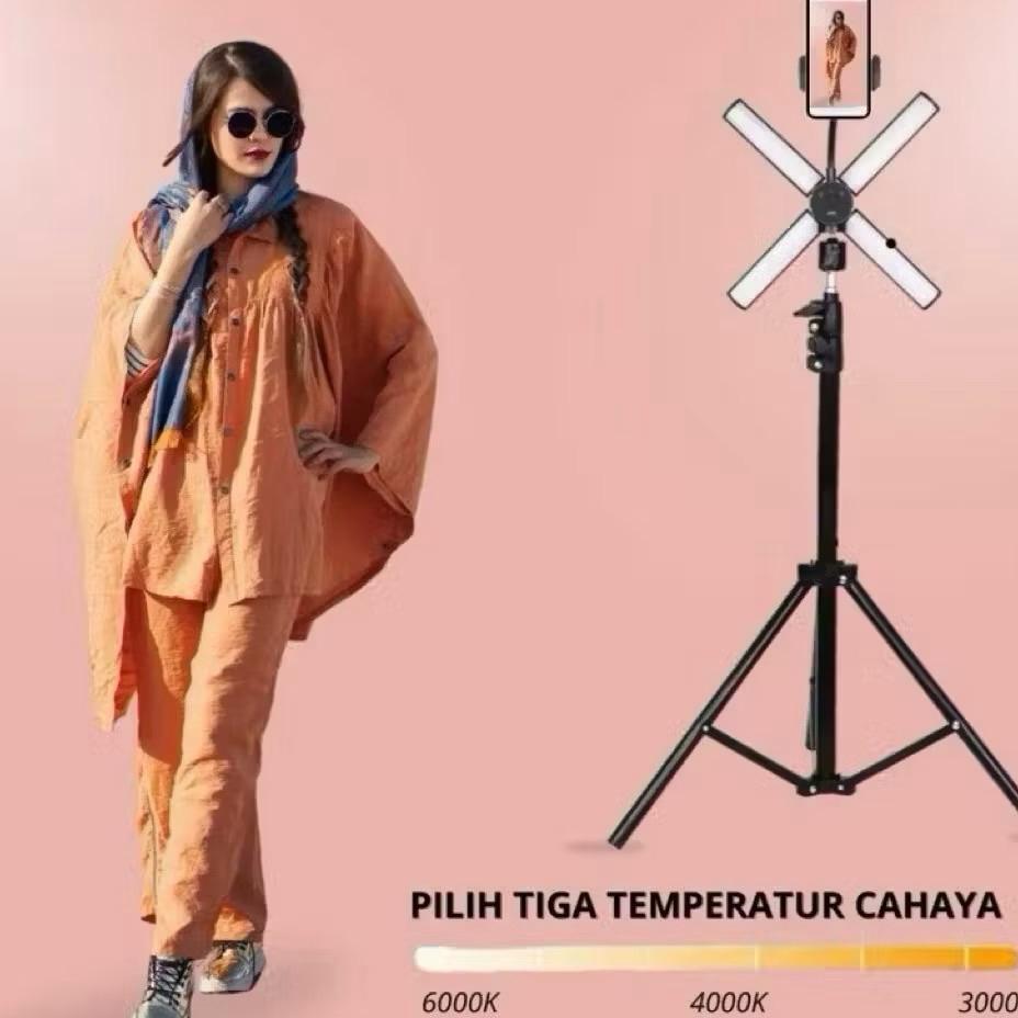 1 Set Paket Lampu Led Mini Starlight + Tripod + Holder Set Super Terang Make Up Vlog Lampu Ringlight