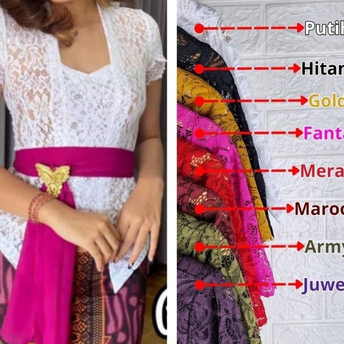 Kebaya Bali Brokat Sofia Strecth Lengan Pendek Model Lilit