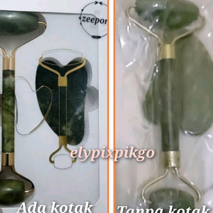1 Paket Jade Roller + Guasha / Alat Pijat Wajah Jade Roller Dan Guasha