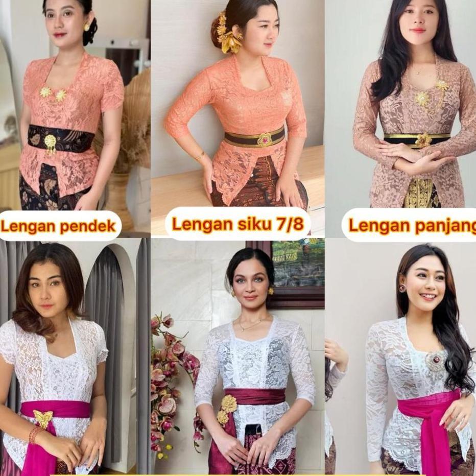 Kebaya Bali Brokat Sofia Bed Lengan Panjang Pendek Lilit Tumpuk Tangan 7/8 3/4 Model Siku ( Kebaya S