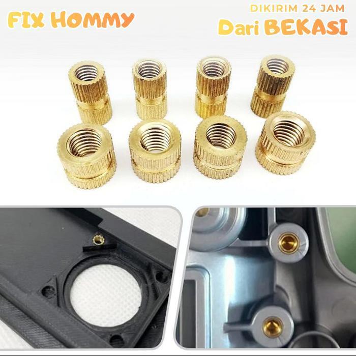 FXMY Isi 100 Mur Tanam M3 Brass Copper Thread Knurl Insert Nut Mur Tanam Injection Molding