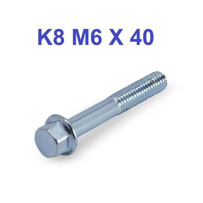Baut Flange / Flange Bolt K8 Putih M6 X 40