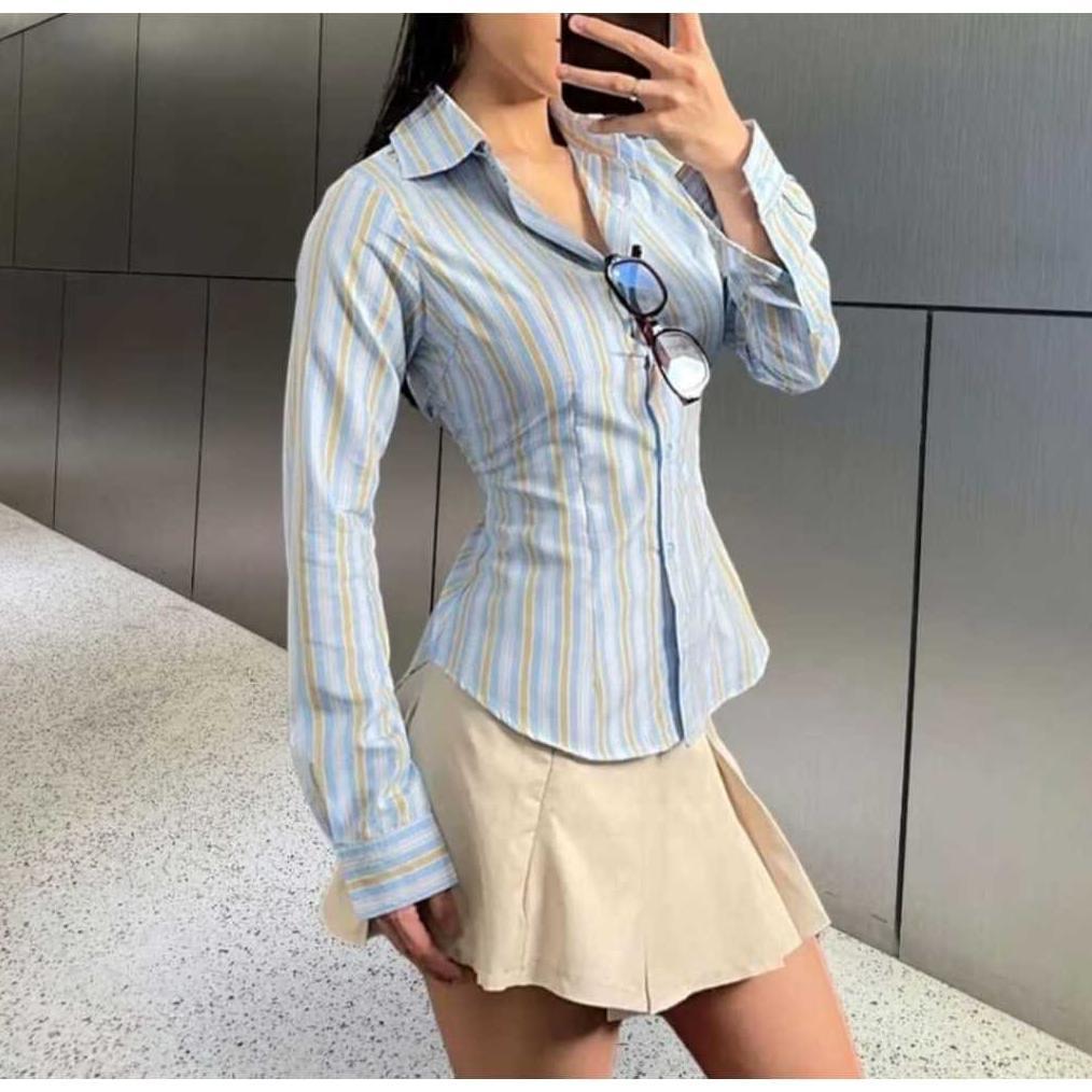 TERBARU Kemeja Wanita Fitted Wispie Girl Boss Atasan Wanita Kekinian