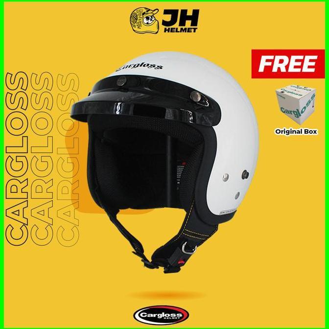 Helm Cargloss Putih White Glossy / Helm Retro / Helm Classic
