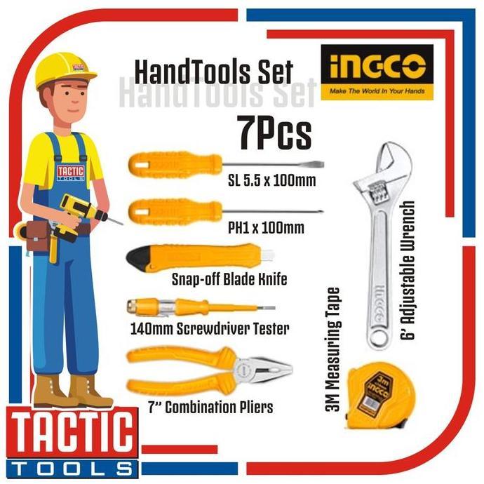 Ingco Hand Tool Kit Set 7 Pcs / Perkakas Mekanik Set 7 Pcs