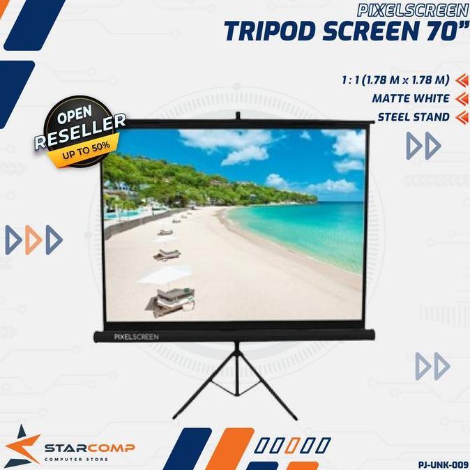 PIXELSCREEN Screen Projector 70" Layar Projector Tripod Screen