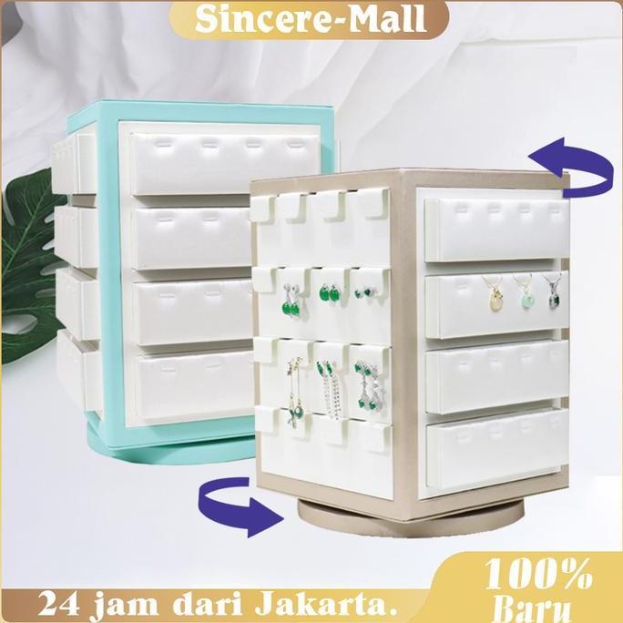 PARANE Display Putar Perhiasan / Rak Anting Putar 360 Magnetik / Display Cincin Putar Serba Guna Man