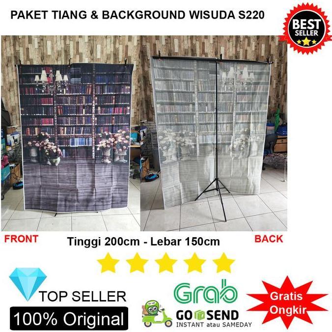 Paket Tiang Background Stand dan Kain Background Rak Buku Wisuda 150 x 200cm - S220