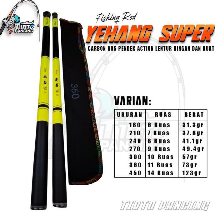 TEGEK YEHANG SUPER SPECIAL CARBON RUAS PENDEK HIJAU STABILO yehang super Ready