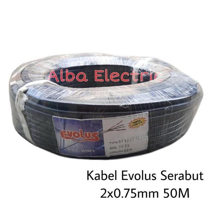 KABEL LISTRIK SERABUT 2x0.75 NYYHYO EVOLUS KABEL SERABUT HITAM PUTIH