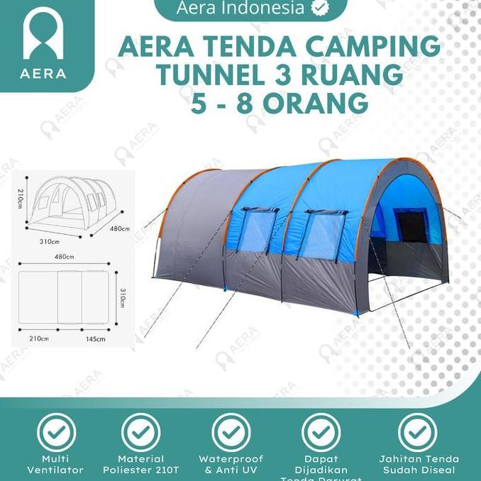 * TENDA CAMPING TUNNEL 5 - 8 ORANG | TENDA CAMPING OUTDOOR | TENDA 6 ORANG | TENDA CAMPING KELUARGA 