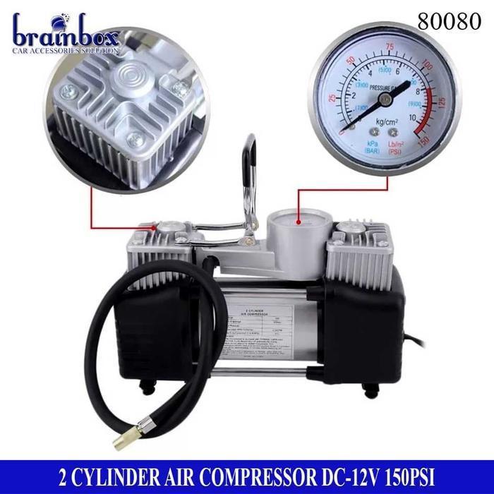 KOMPRESOR ANGIN 2 SILINDER POMPA ANGIN MINI HEAVY DUTY AIR COMPRESSOR ORIGINAL DAN TERPERCAYA