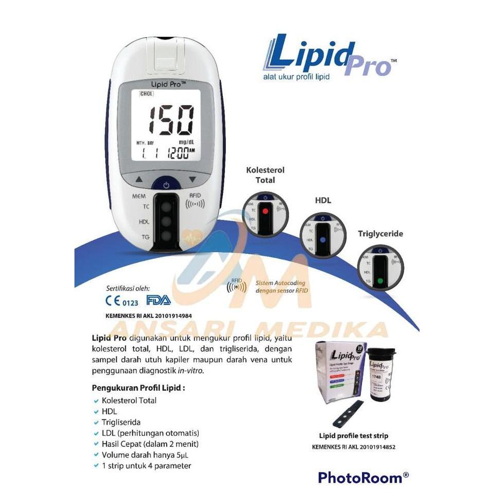Alat Tes Lipid Pro Kolesterol Trigliserida HDL LDL Glucose Meter
