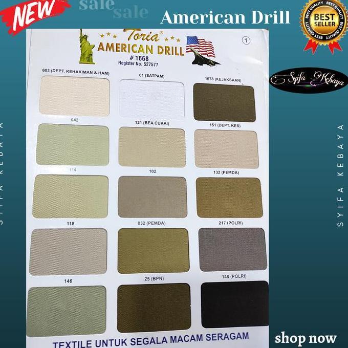Kain Drill / American Drill Harga 1 roll isi 35 Meter .