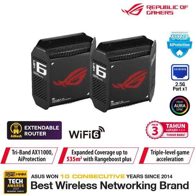 ASUS ROG RAPTURE GT6 TRI-BAND WIFI 6 MESH WIFI SYSTEM MURAH