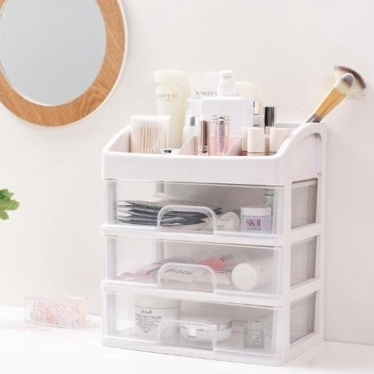 favorit rak kosmetik untuk menyimpan make up dan skincare | rak kosmetik 3 laci [wr]
