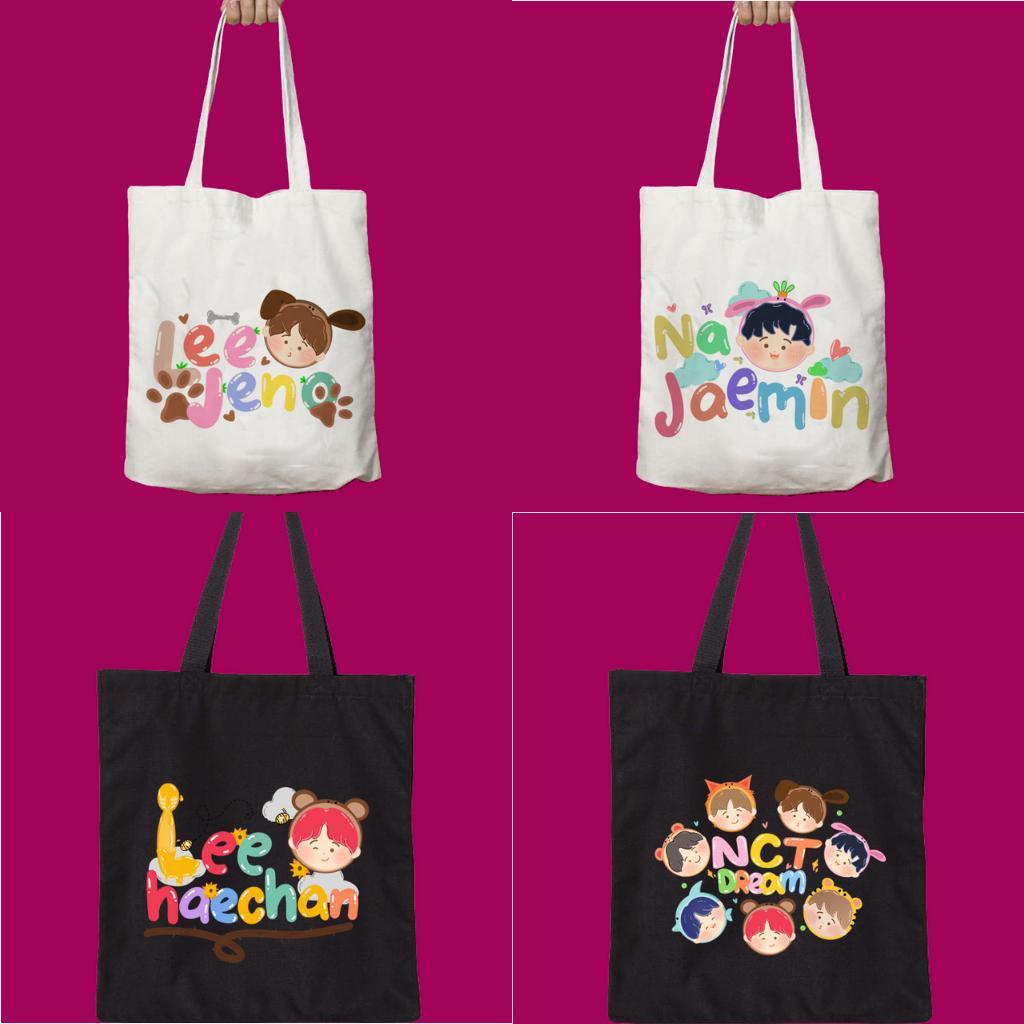Totebag Tote Bag Tas Serut Goodiebag Nct Dream Canvas Kpop Korea Hitam