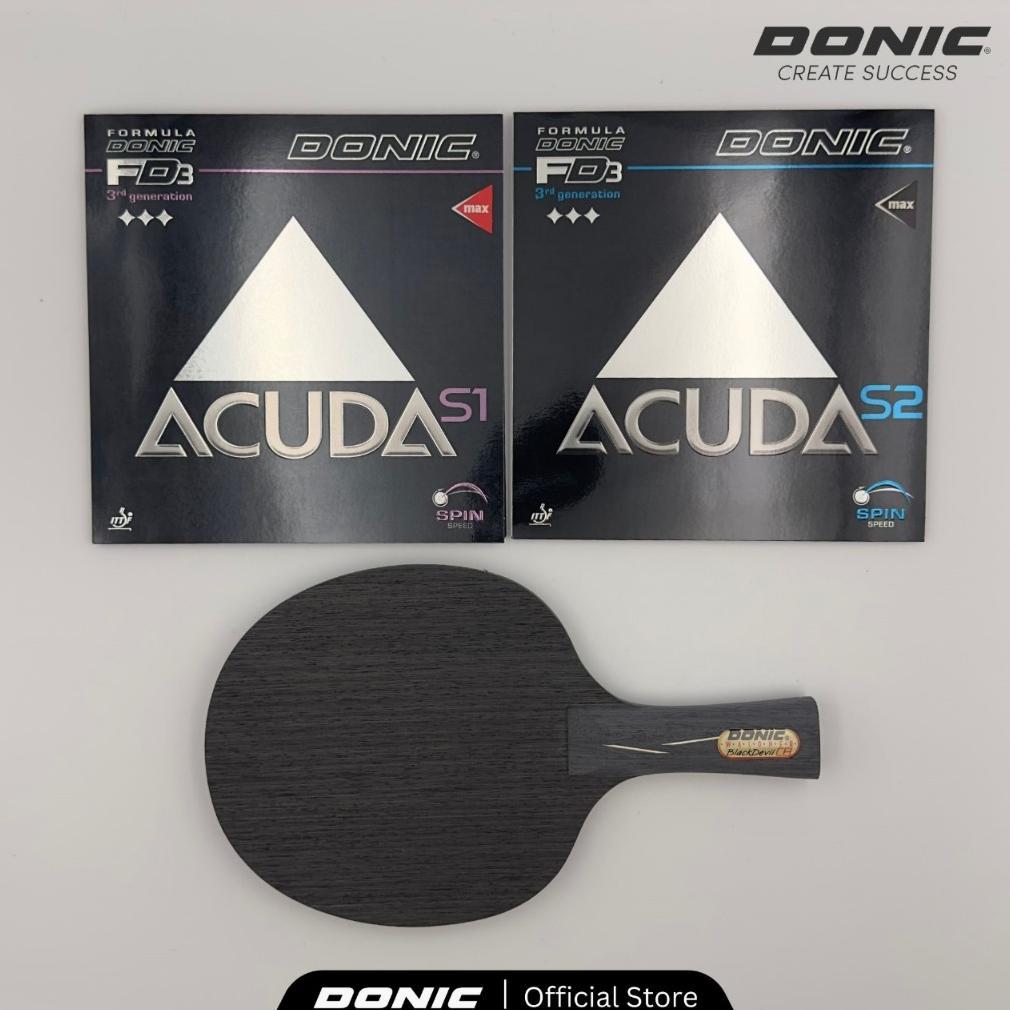 DONIC - Bat Pingpong Donic Waldner Black Devil plus karet acuda Set