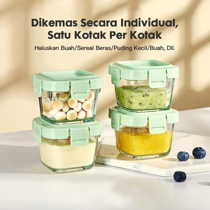 GFB03 200ML Baby Food Container Mpasi Mangkok Mpasi Kaca Container Mpasi Wadah Mpasi