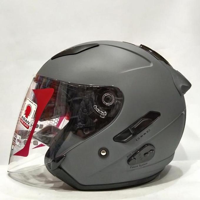 Promo Helm Kyt Galaxy Flat R Solid Matt Gorila Grey Hlem Half Face