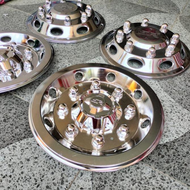 Wildop Truk Ring 16 SR Pariwisata Plat Crom 1 Set 2 depan 2 belakang Car