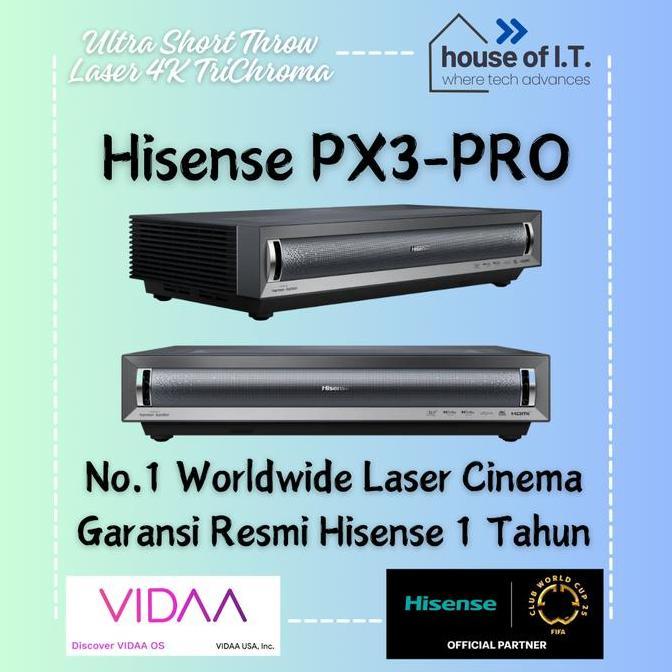 PROJECTOR TV HISENSE PX3-PRO 4K UHD ULTRA SHORT THROW LASER MURAH