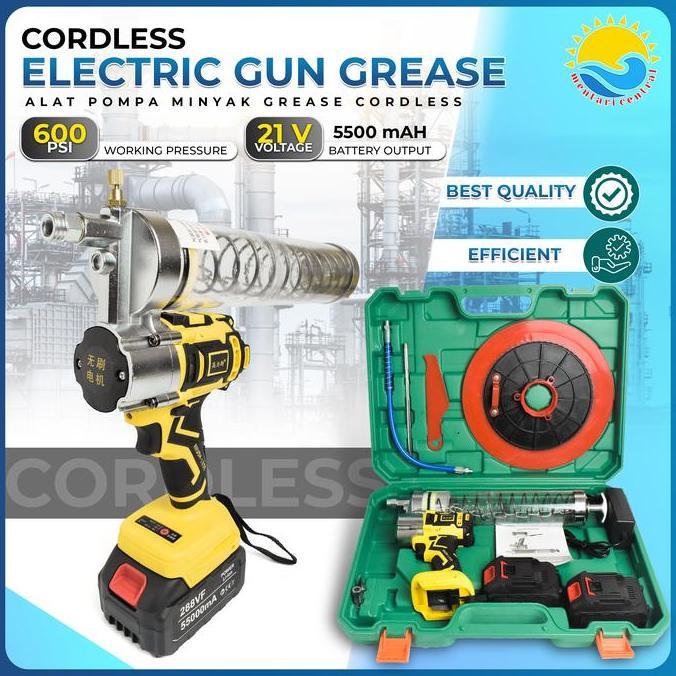 Alat Grease Semprot Listrik Electric Spray Gun 600Cc 21Volt 5000 Mah Minyak Lithium Grease Gun Terba