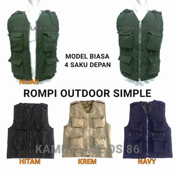Rompi outdoor simpel Rompi army body vest rompi cargo pria wanita