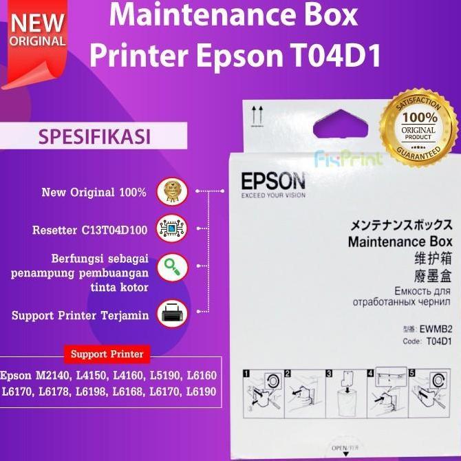 MAINTENANCE BOX EPSON T04D1 L6168 L6178 L6198 L6170 L6190 M2140 MURAH