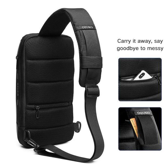 Borsa- Ozuko Sling Bag #9339 - Tas Pria Usb Anti Maling Pinggang