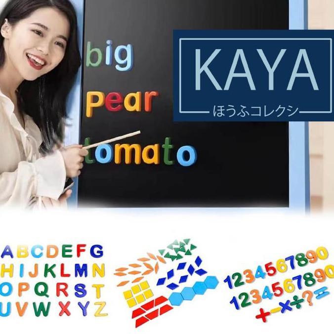 Mainan Edukasi Huruf Kapital Magnet Abjad Huruf Magnet Besar Pola Geometris Simbol Angka