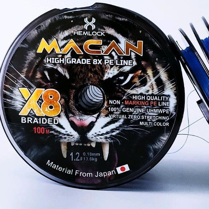 SENAR PANCING PE X8 MACAN 100M HEMLOCK ORIGINAL MULTI COLOR