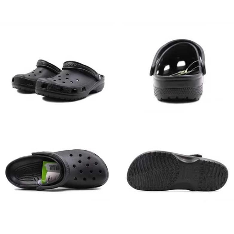new product crocs classic clog black - sandal bakiak unisex pria & wanita original style (hitam)