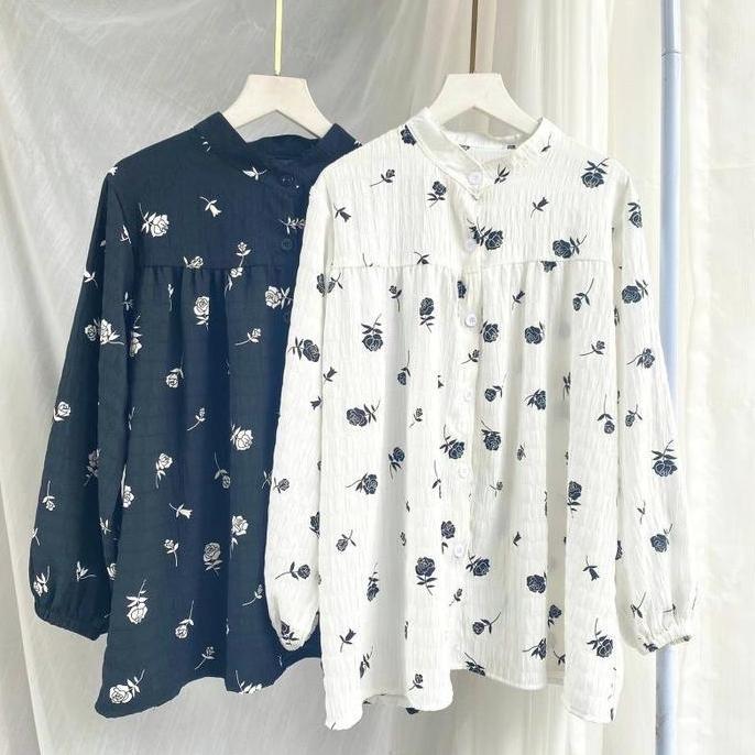 Girls- Crinkle Motif Rose | Vella Blouse Crinkle