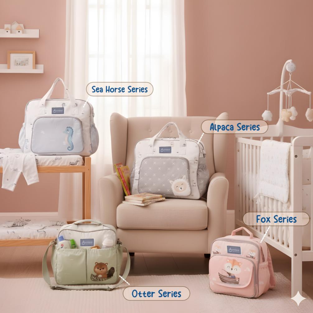 NEW TAS BAYI OMILAND TAS MULTIFUNGSI TAS SELEMPANG DIAPER BAG BESAR MEDIUM KECIL BANYAK KANTONG MOMM