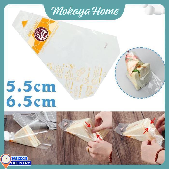 Mokaya Home - 100 Pcs Kemasan Plastik Sandwich Segitiga / Box Sandwich Segitiga / Plastik Roti Sandw