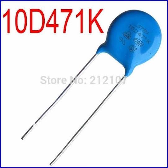 10D471K VARISTOR 10D471 10D-471K TNR 470V 10MM PIEZO RESISTOR VDR ZNR KOMPONEN SE27