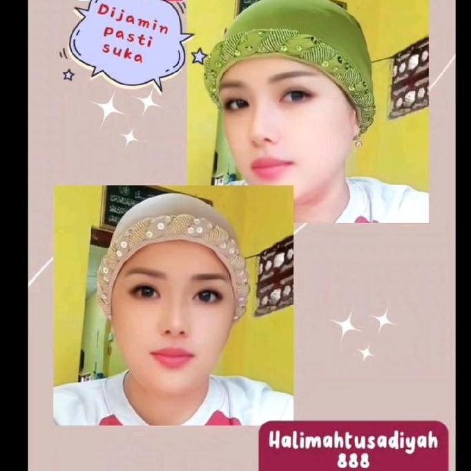 kupluk Payet Kerpus burci hijab instan turban cantik Poliester Kerudung Turki Ciput Wanita