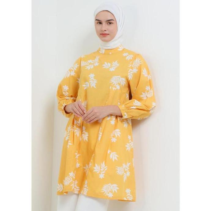 MFMW Mylla Tunik Kuning Motif Bunga