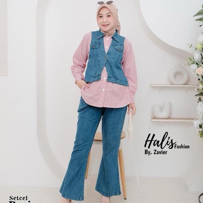 set celana jeans mix katun zora by halis / khn